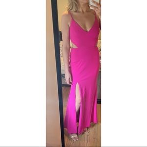 Aqua Scuba Crepe Side Cutout Gown, Size 6